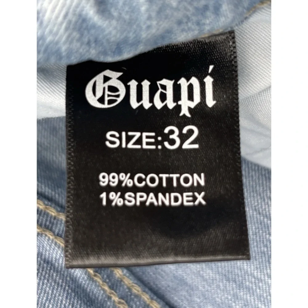 Guapi Stacked Flare Distressed Jeans Light Wash Men's Size 32